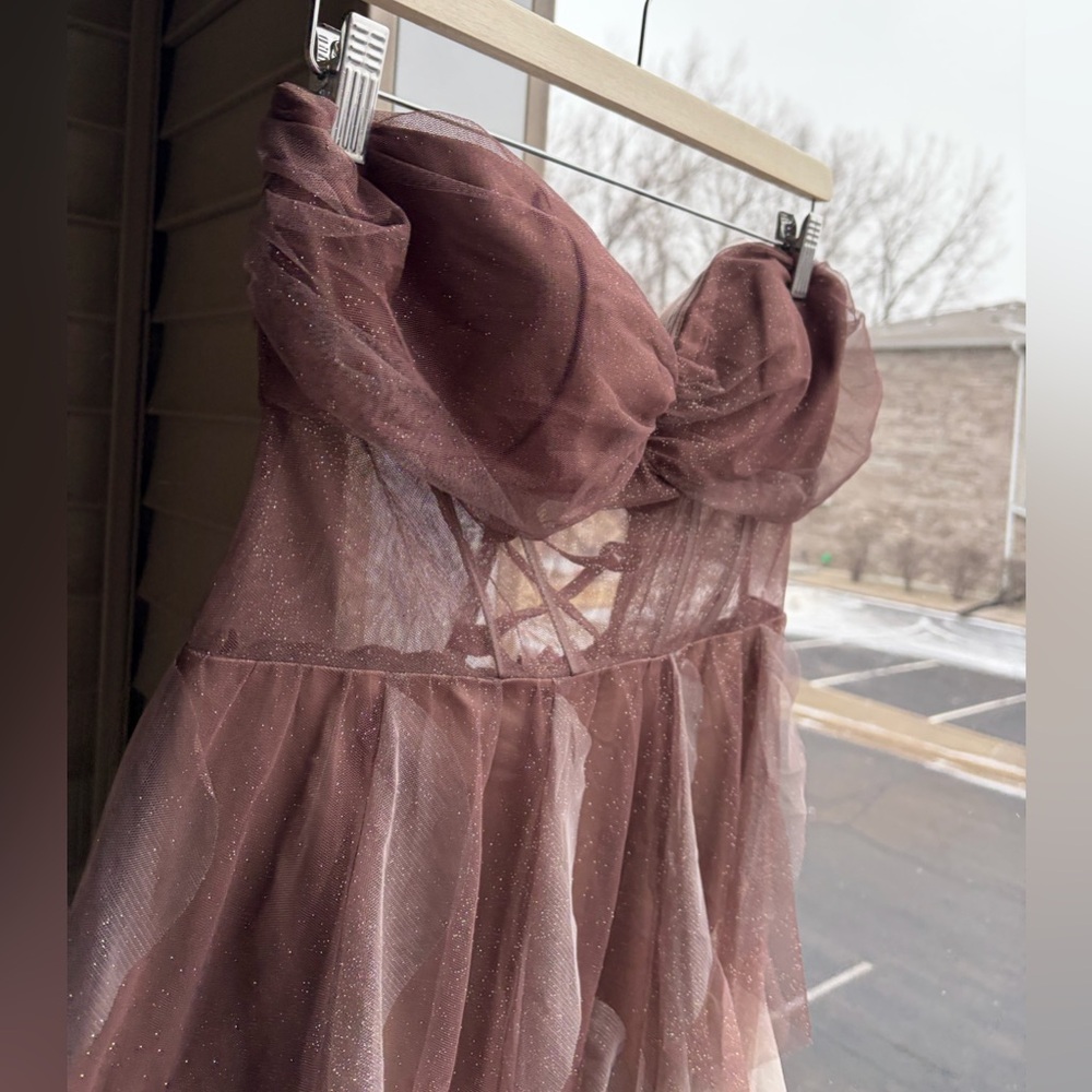 🆕✨Pear Culture 17/18 13/14 Juniors' Sweetheart-Neck Ombre Mesh Fit&Flare Bustier - Picture 8 of 16